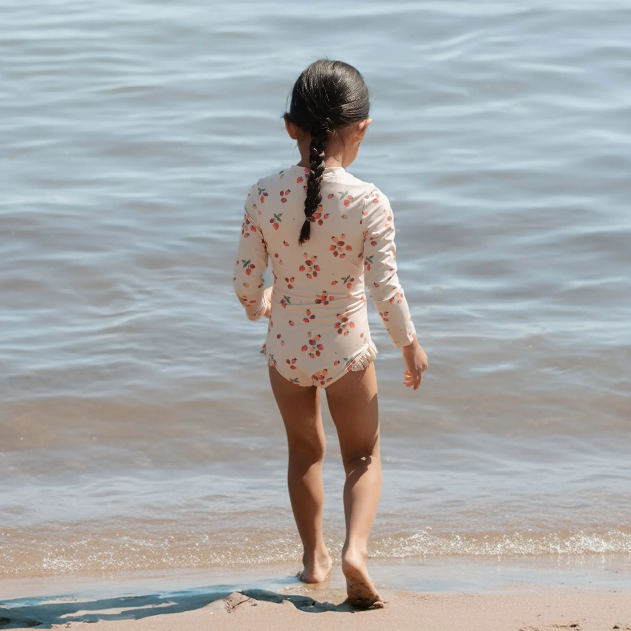 Kids Petit Lem Strawberries Long Sleeve UV Swimsuit2-6y