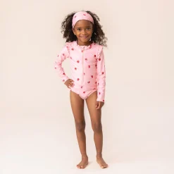Kids Nano Strawberries Uv Ls Swimsuit