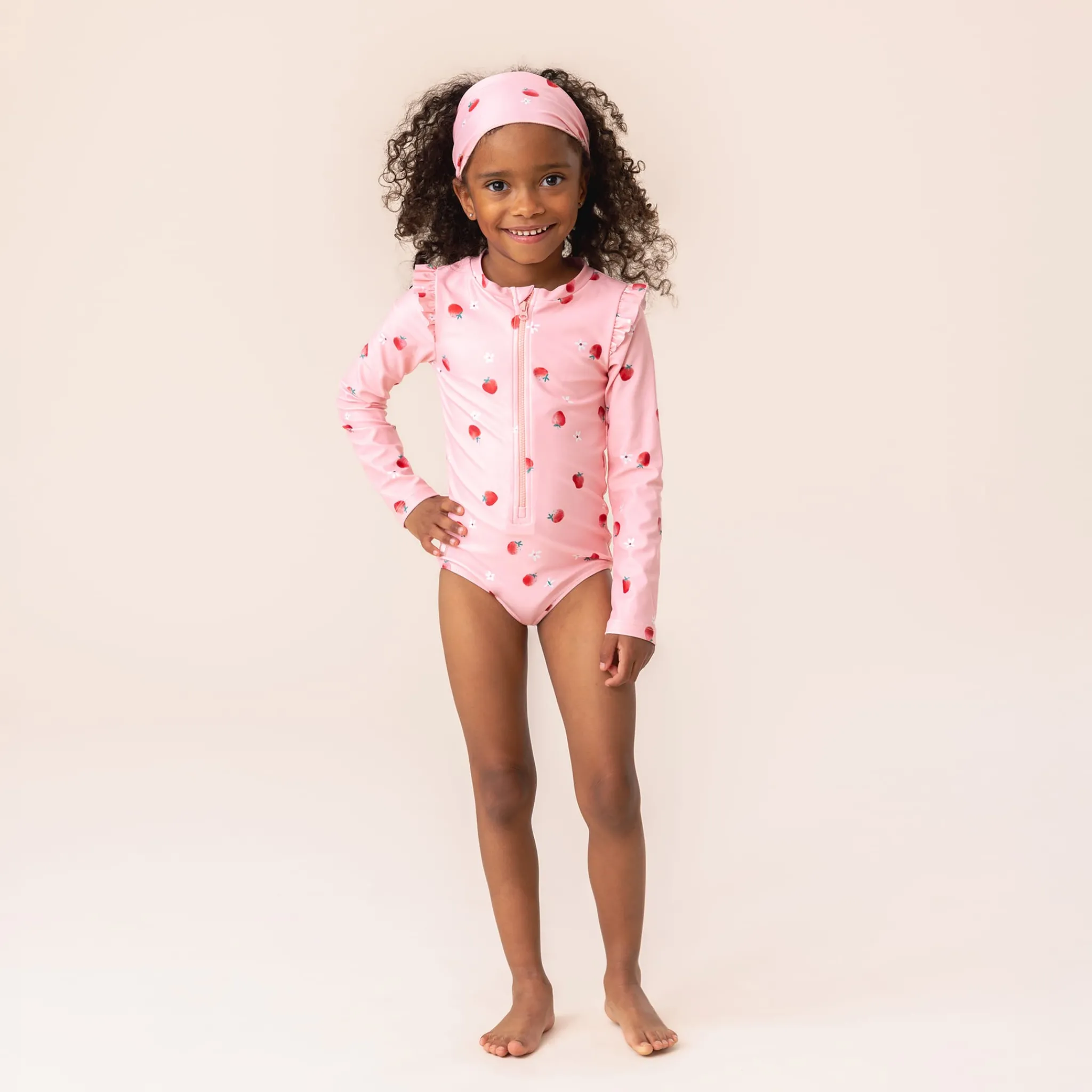 Kids Nano Strawberries Uv Ls Swimsuit
