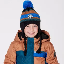 Kids/BOY Deux par Deux Beanies>Striped Knit Hat 2-14