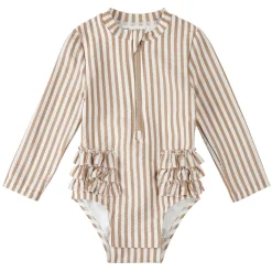 Kids Petit Lem Swimsuits>Striped Long Sleeve UV Swimsuit 2-6y