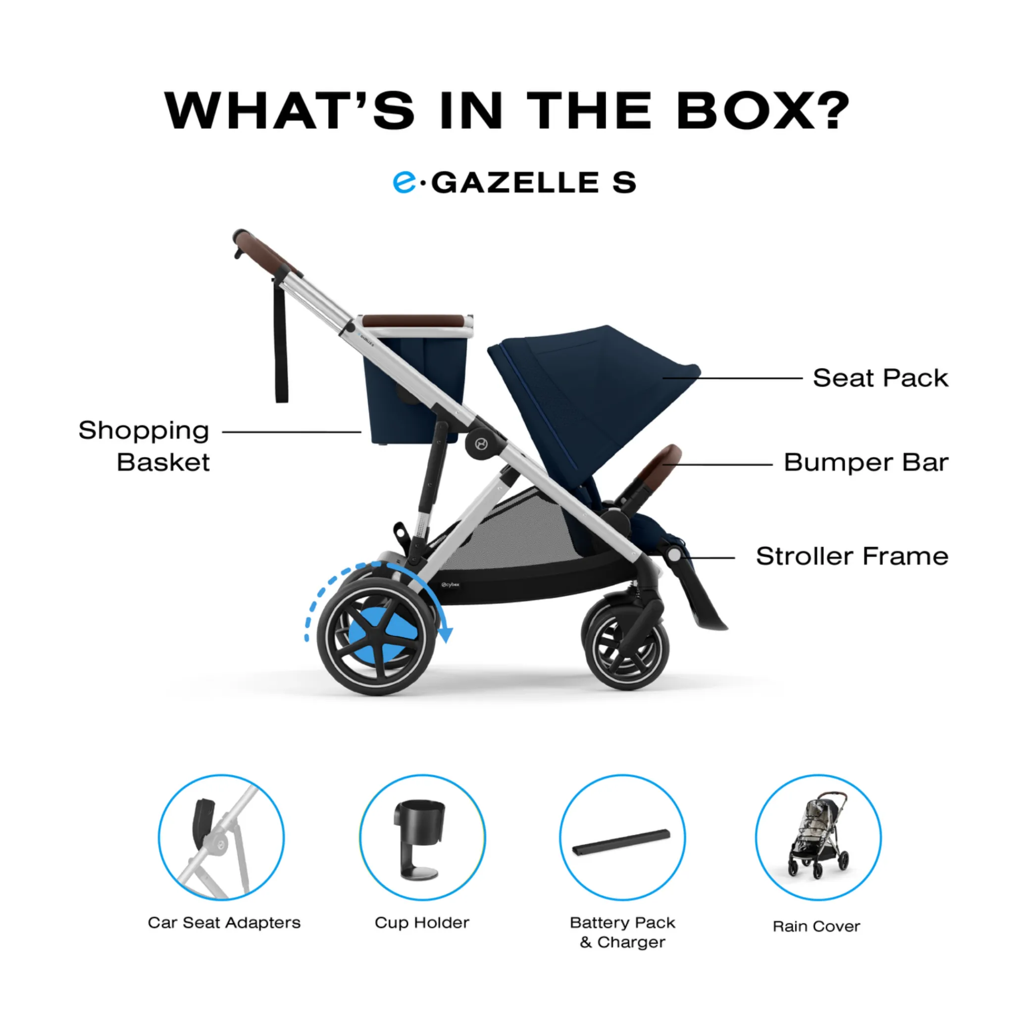Kids Cybex Strollers|Strollers & Trailers>Stroller eGazelle S - Ocean Blue