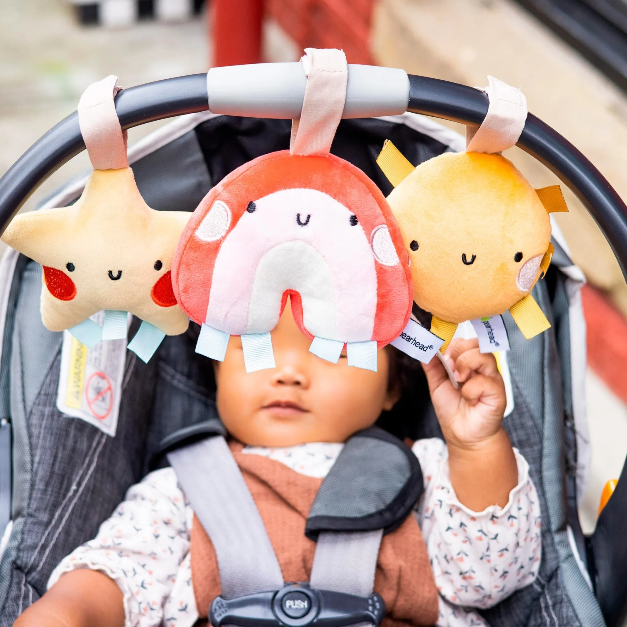 Pearhead Stroller & Car Seat Toys|Developmental Toys>Stroller Toy Set of 3 - Star, Sun, Rainbow