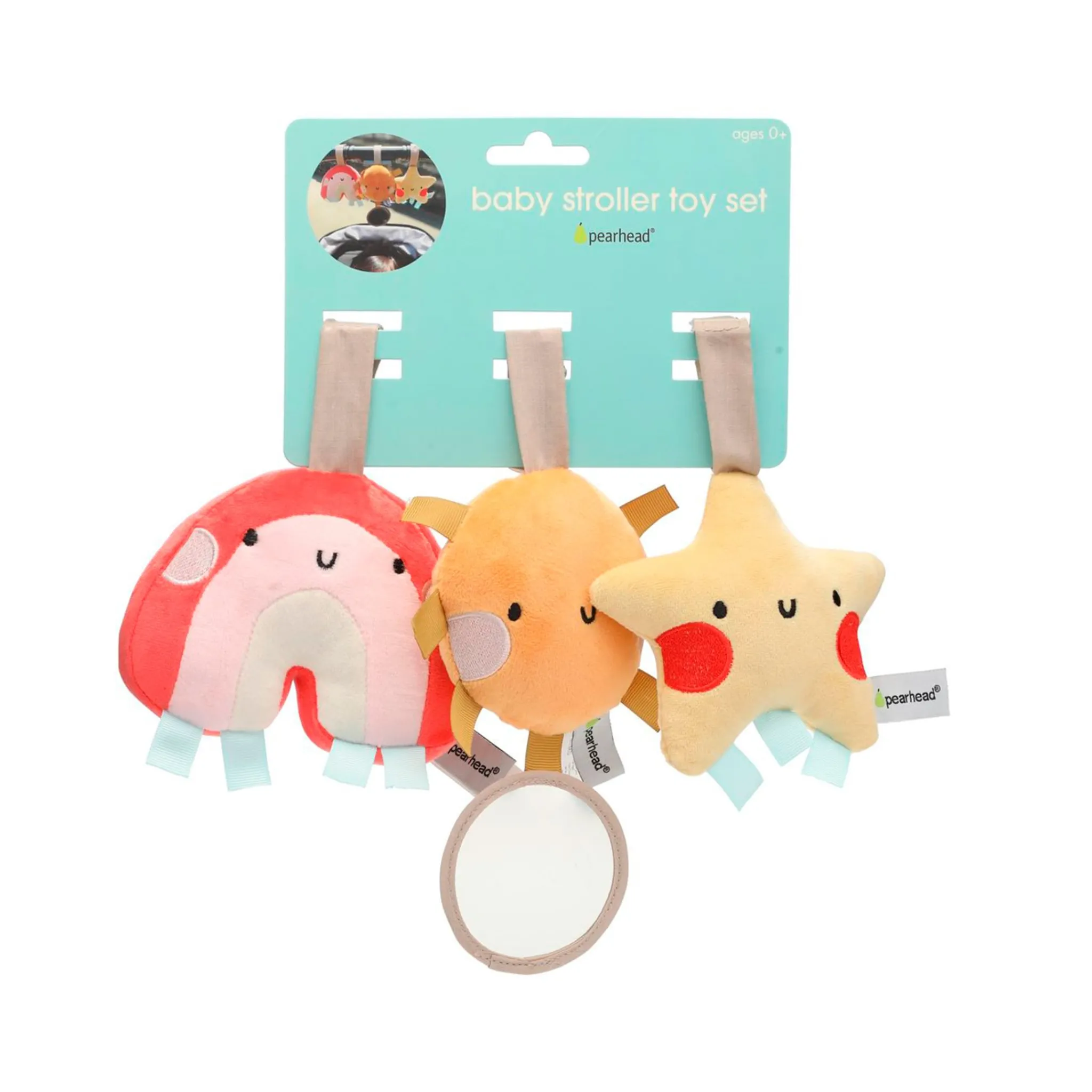 Pearhead Stroller & Car Seat Toys|Developmental Toys>Stroller Toy Set of 3 - Star, Sun, Rainbow