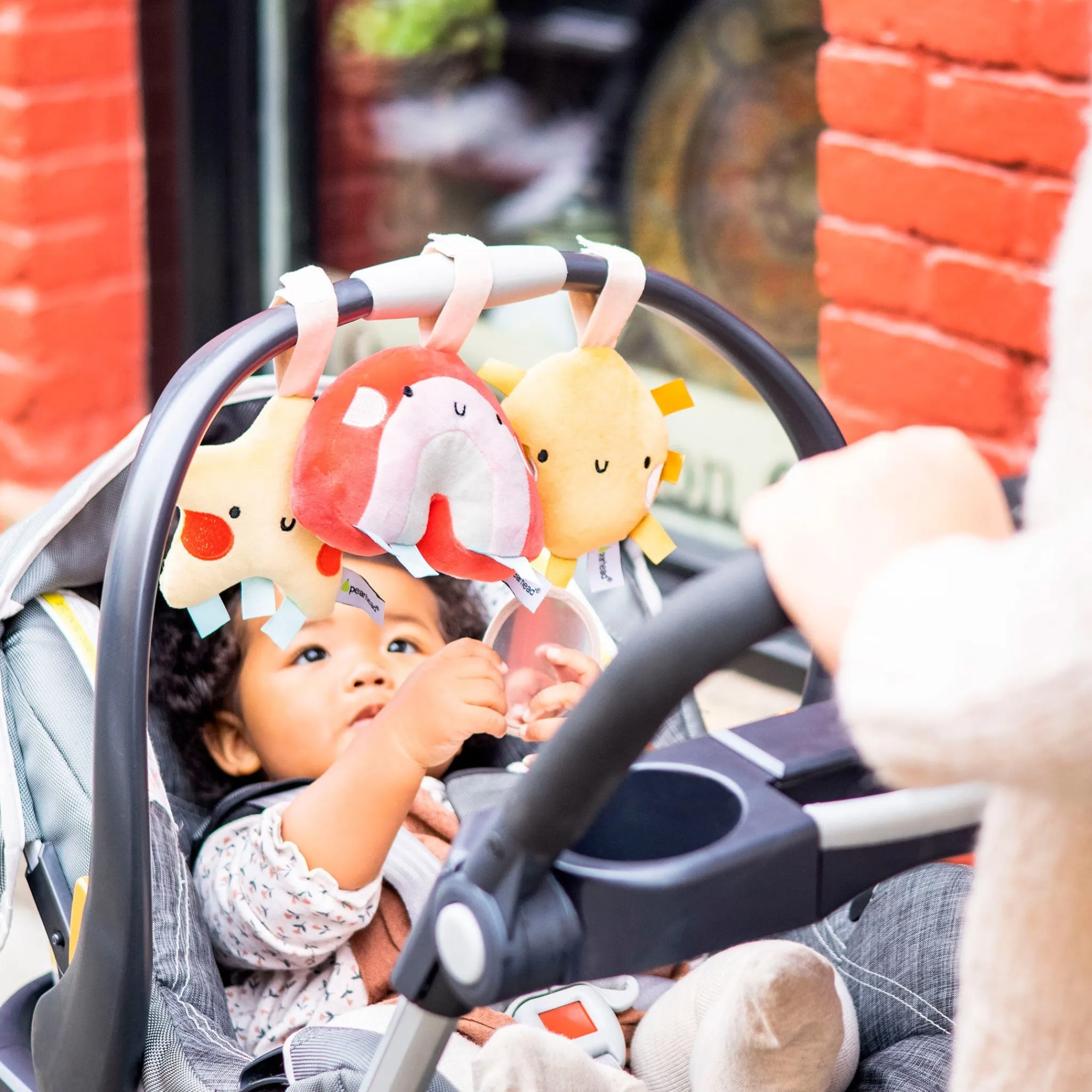 Pearhead Stroller & Car Seat Toys|Developmental Toys>Stroller Toy Set of 3 - Star, Sun, Rainbow
