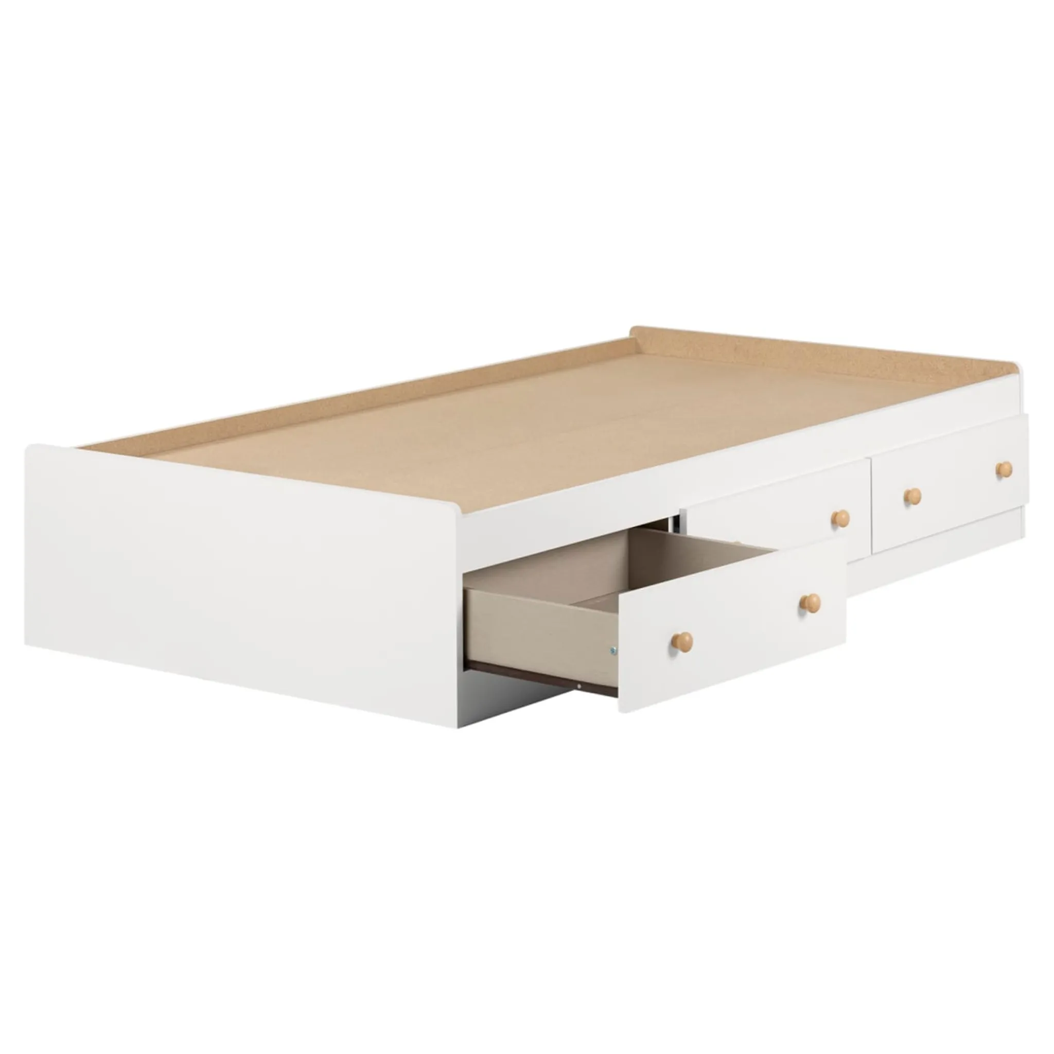 South Shore Twin, Full & Queen Beds>Summertime Twin Mates Bed with 3 Drawers - Pure White