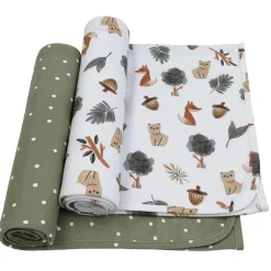 Kids Living Textiles Blankets|Blankets>Swaddle Blanket (2) Jersey - Forest