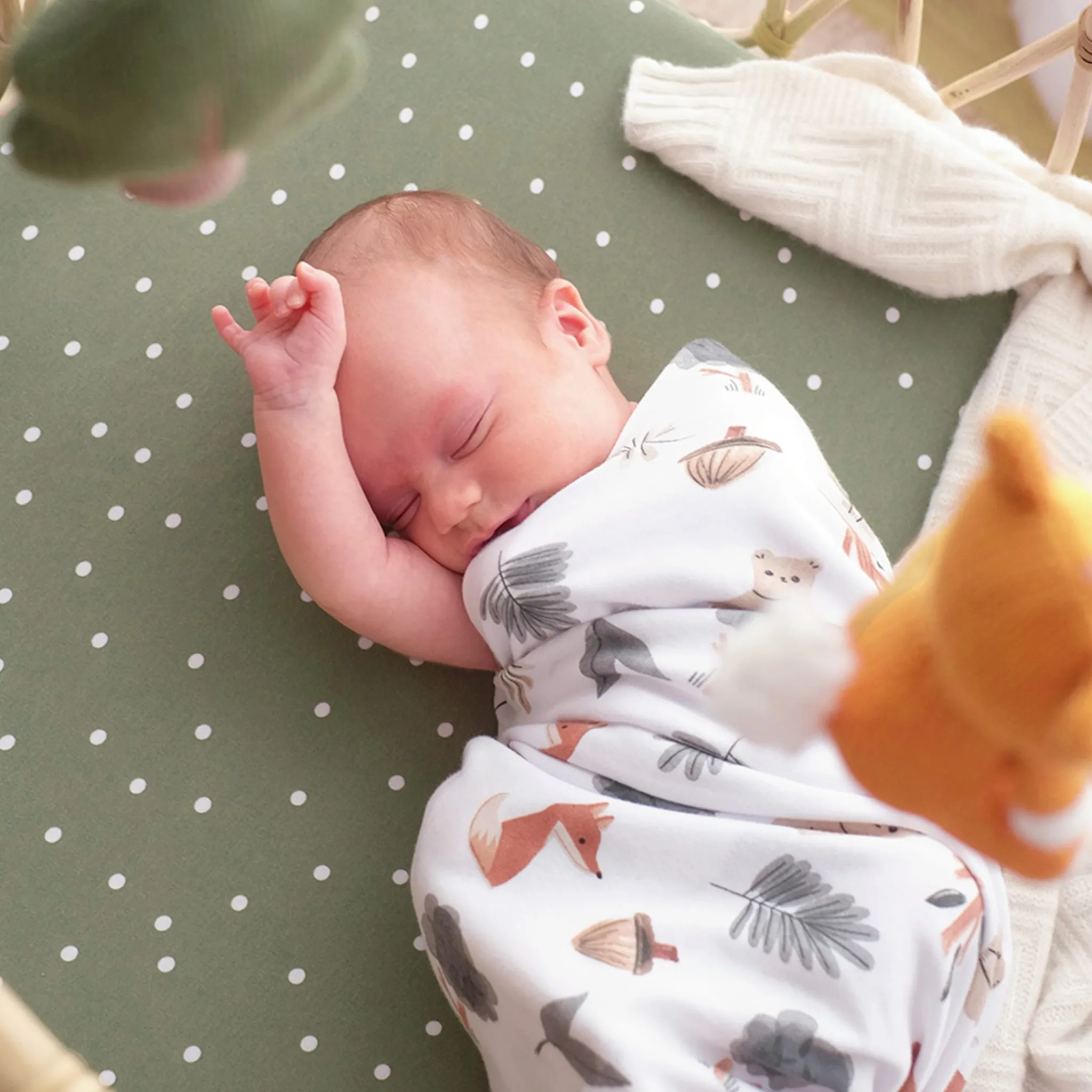 Kids Living Textiles Blankets|Blankets>Swaddle Blanket (2) Jersey - Forest