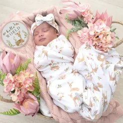 Kids Living Textiles Swaddle Blanket (2) Jersey - Sophia Garden
