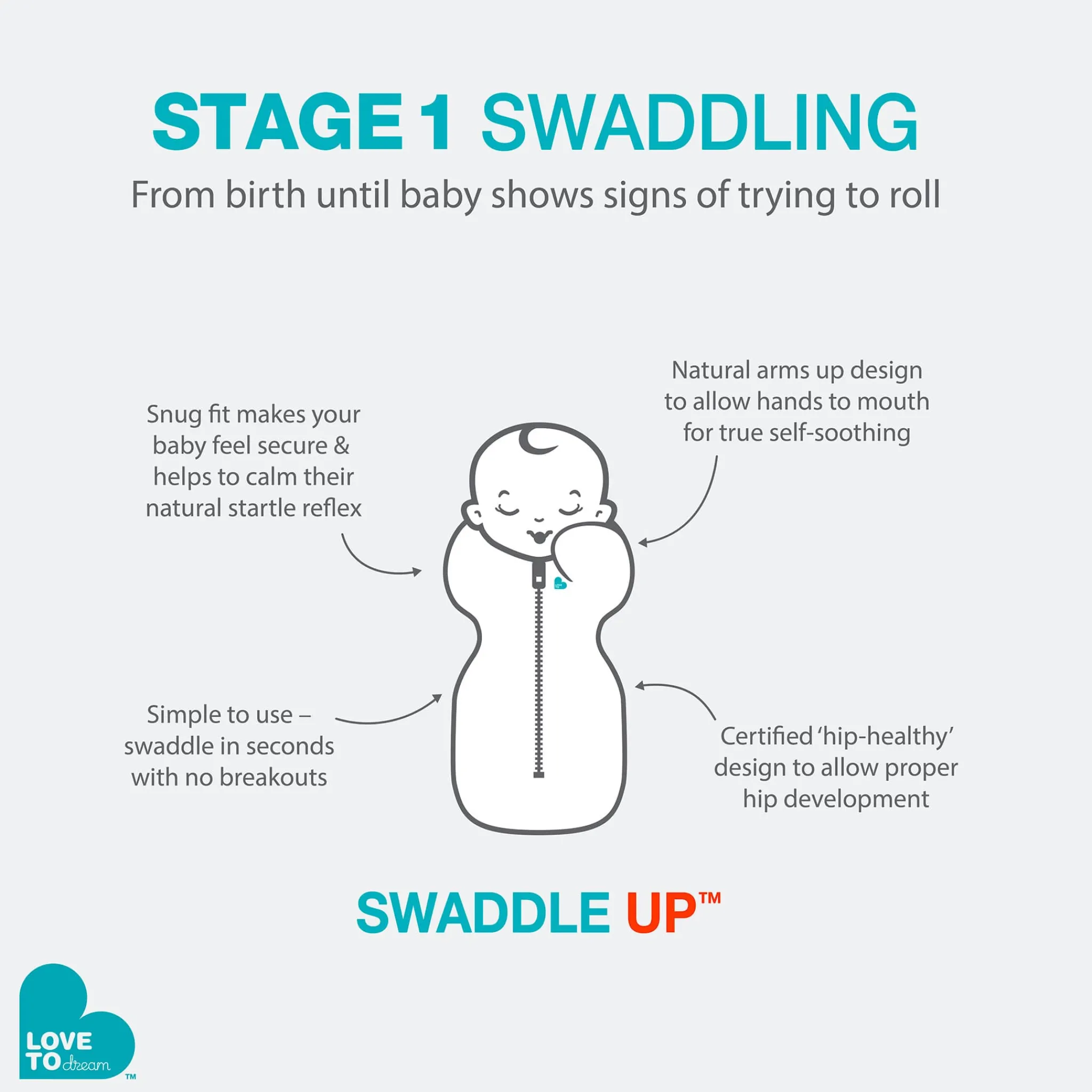 Love to Dream Pajamas|Sleep Bags>Swaddle Up Lite Medium 8-19lb - Olive