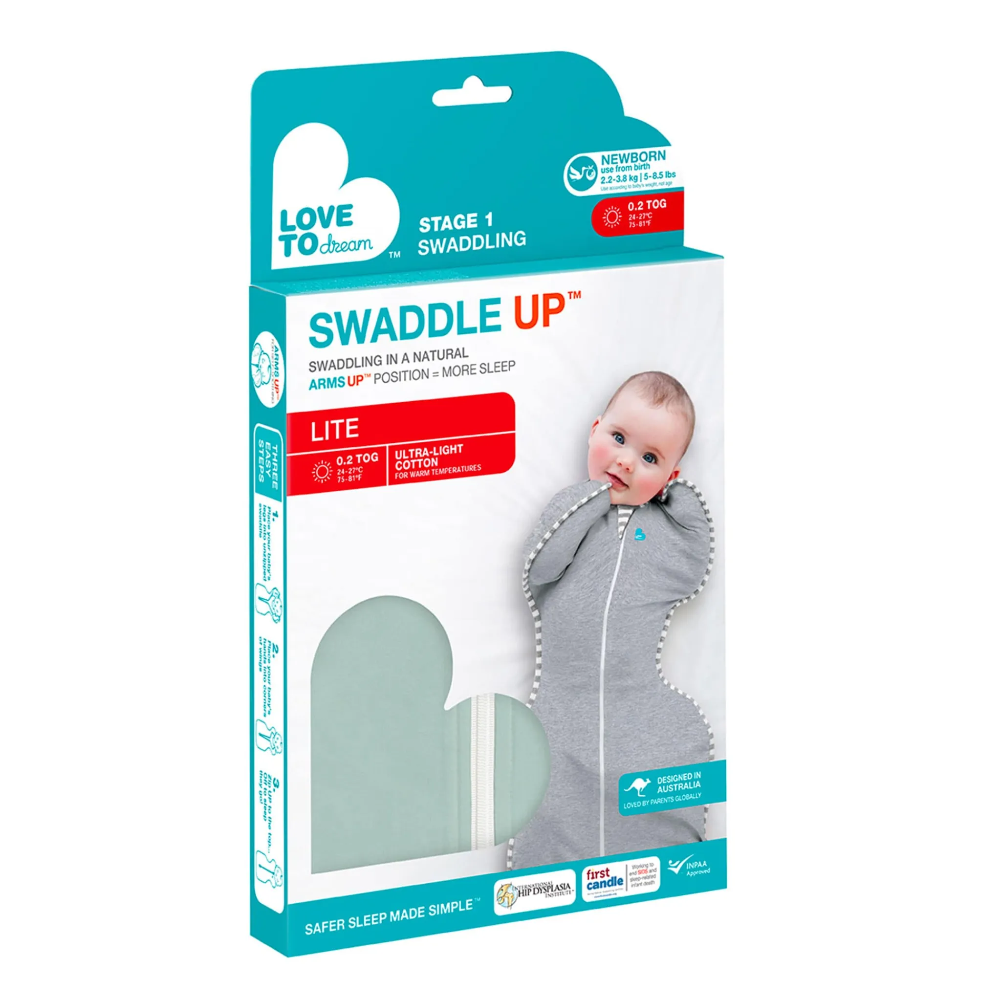 Love to Dream Pajamas|Sleep Bags>Swaddle Up Lite Newborn 5-8.5lb - Olive