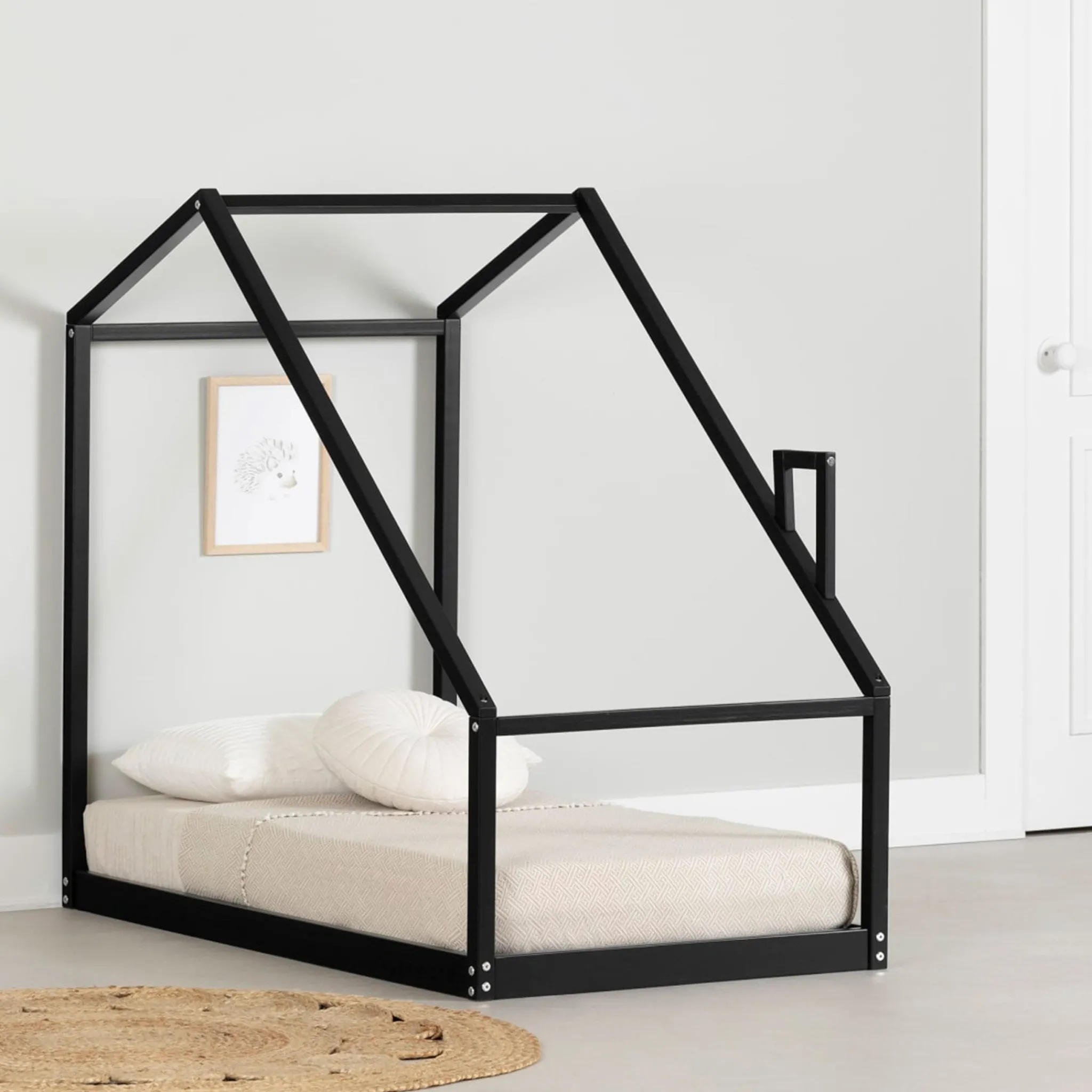 South Shore Sweedi - House Bed with Chimney for Baby - Black