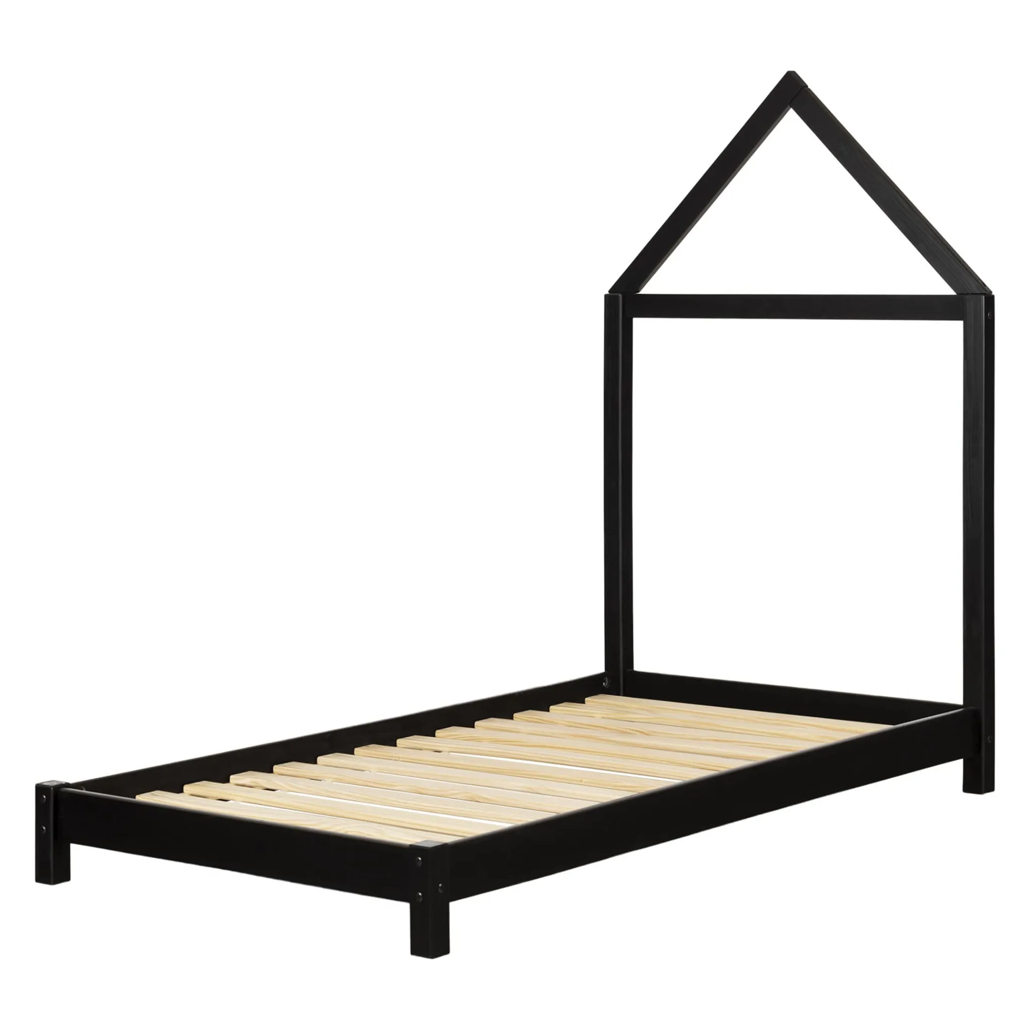 South Shore Twin, Full & Queen Beds>Sweedi Bed with House Bed Frame Headboard - Matte Black