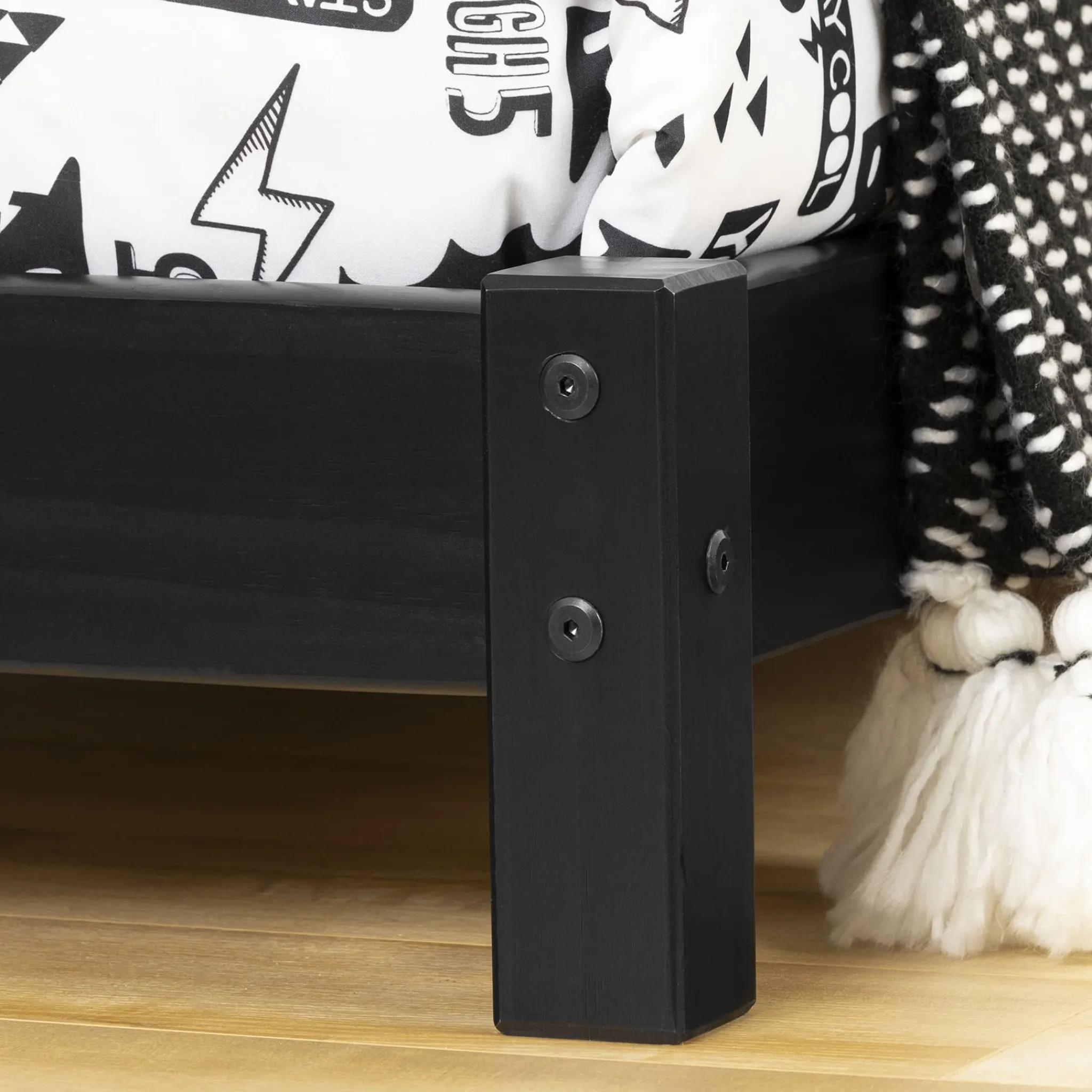 South Shore Twin, Full & Queen Beds>Sweedi Bed with House Bed Frame Headboard - Matte Black