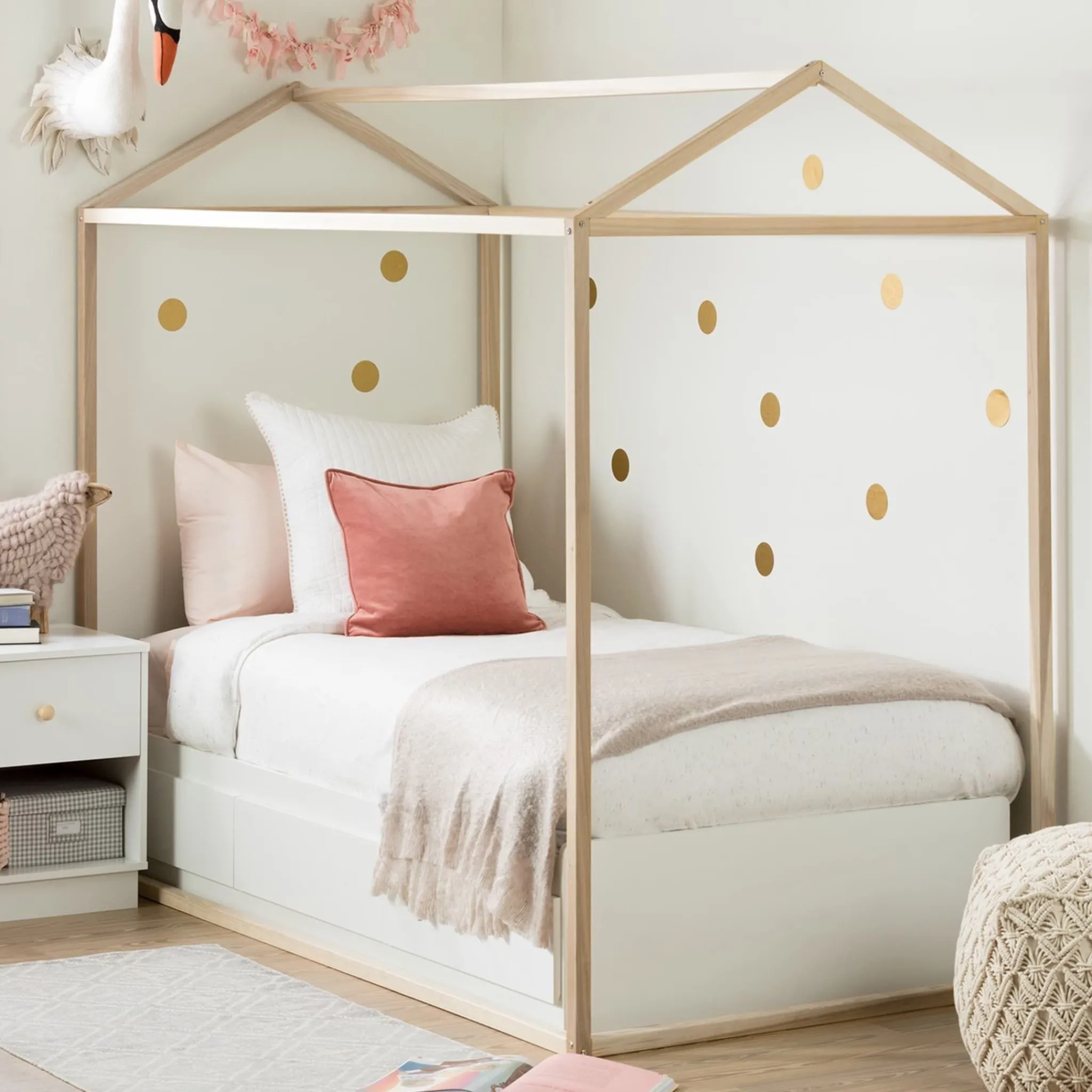 South Shore Twin, Full & Queen Beds>Sweedi House Bed for Twin Bed - Natural