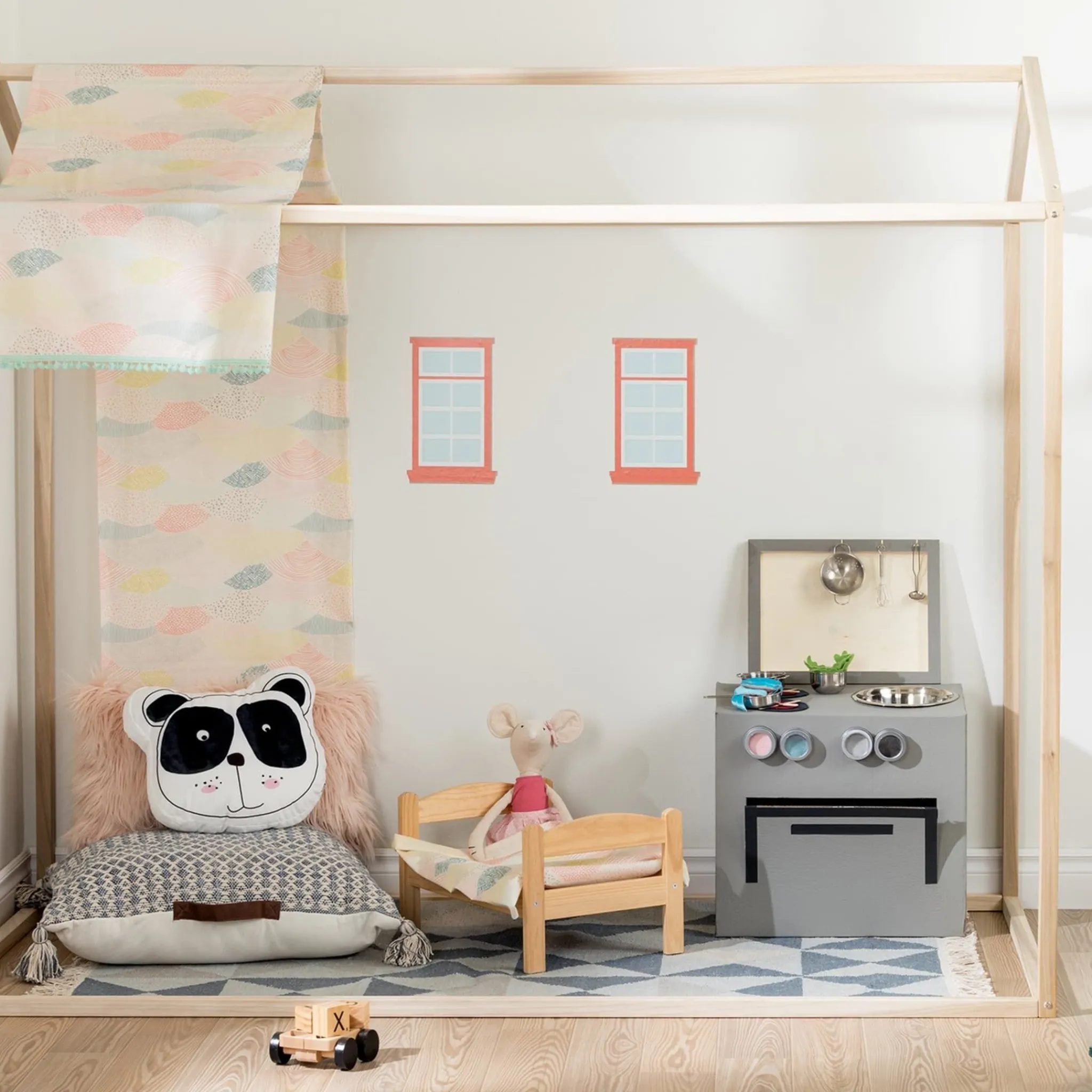 South Shore Twin, Full & Queen Beds>Sweedi House Bed for Twin Bed - Natural