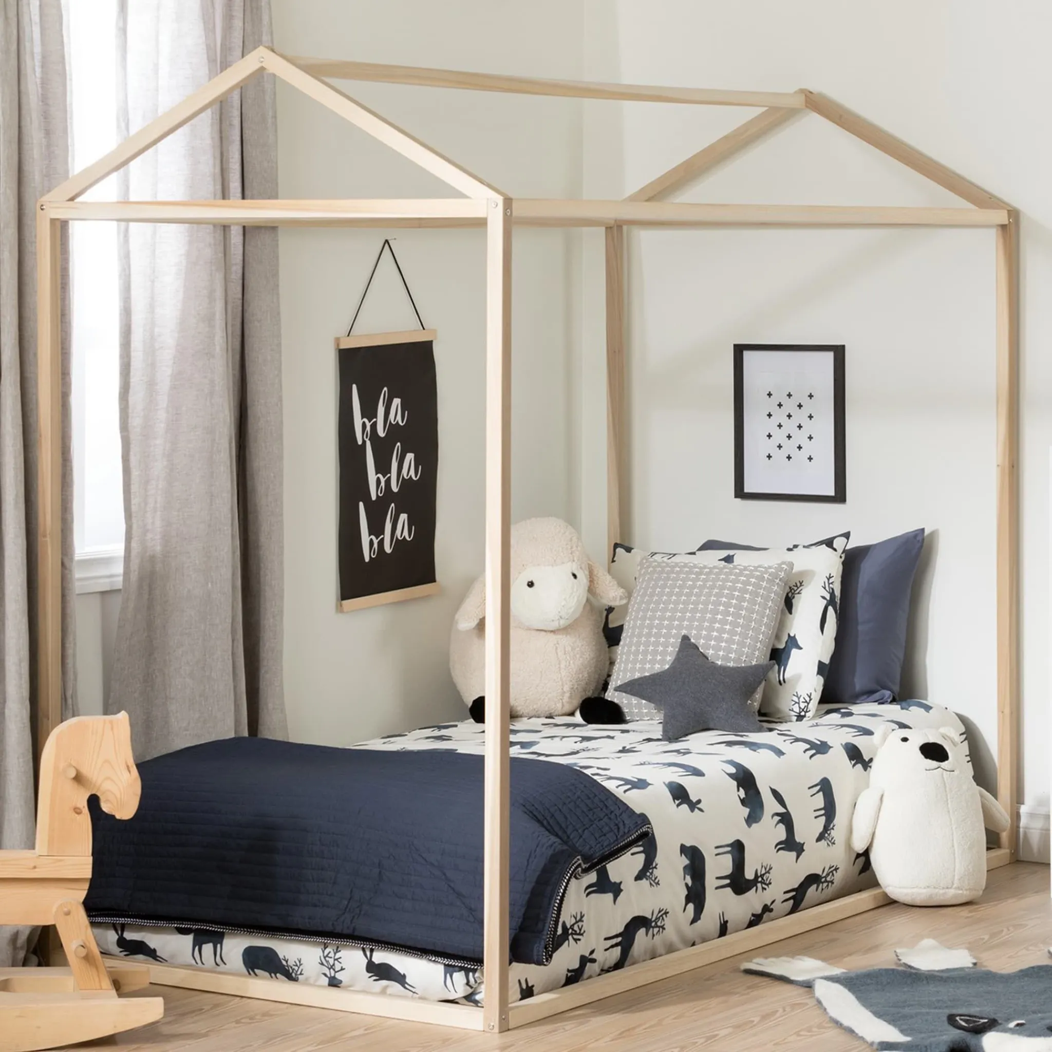 South Shore Twin, Full & Queen Beds>Sweedi House Bed for Twin Bed - Natural