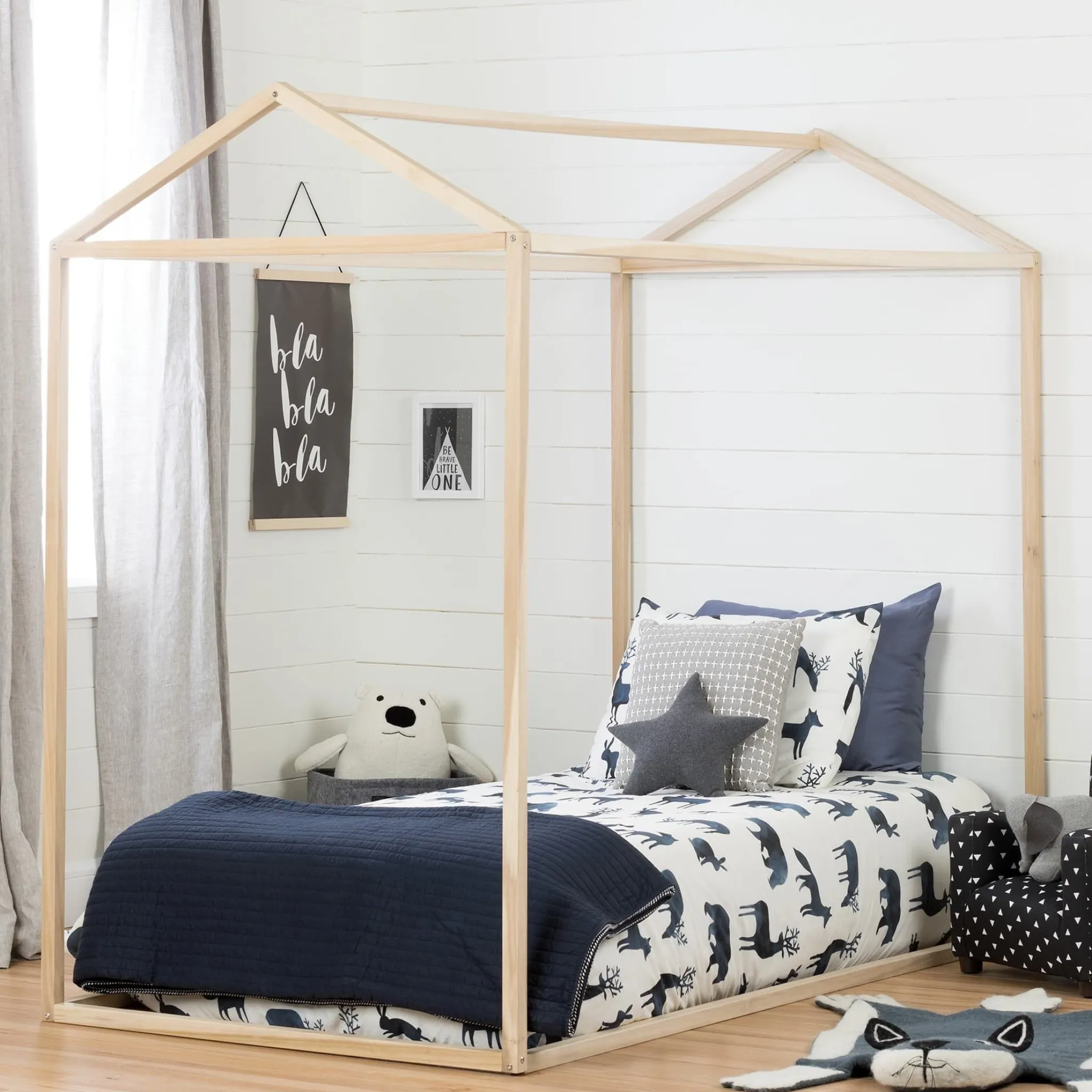 South Shore Twin, Full & Queen Beds>Sweedi House Bed for Twin Bed - Natural