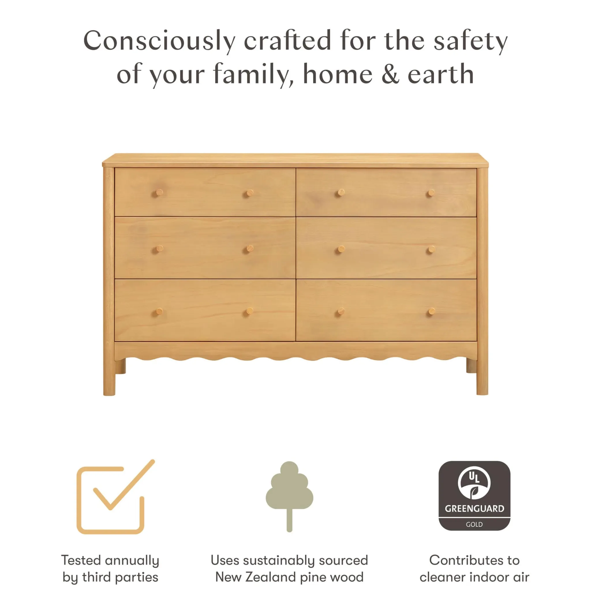 Babyletto Swell 6-Drawer Assembled Dresser - Honey