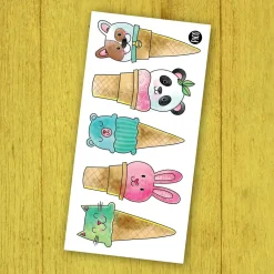 Kids Pico Tatouages Tattoos Pico- Animal Ice Cream Cones