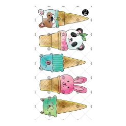 Kids Pico Tatouages Tattoos Pico- Animal Ice Cream Cones