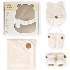 Kids/BOY Petit Coulou Snowsuits|Snowsuits>Teddy bear gift box for baby (4 accessories) - Cream 0-6M