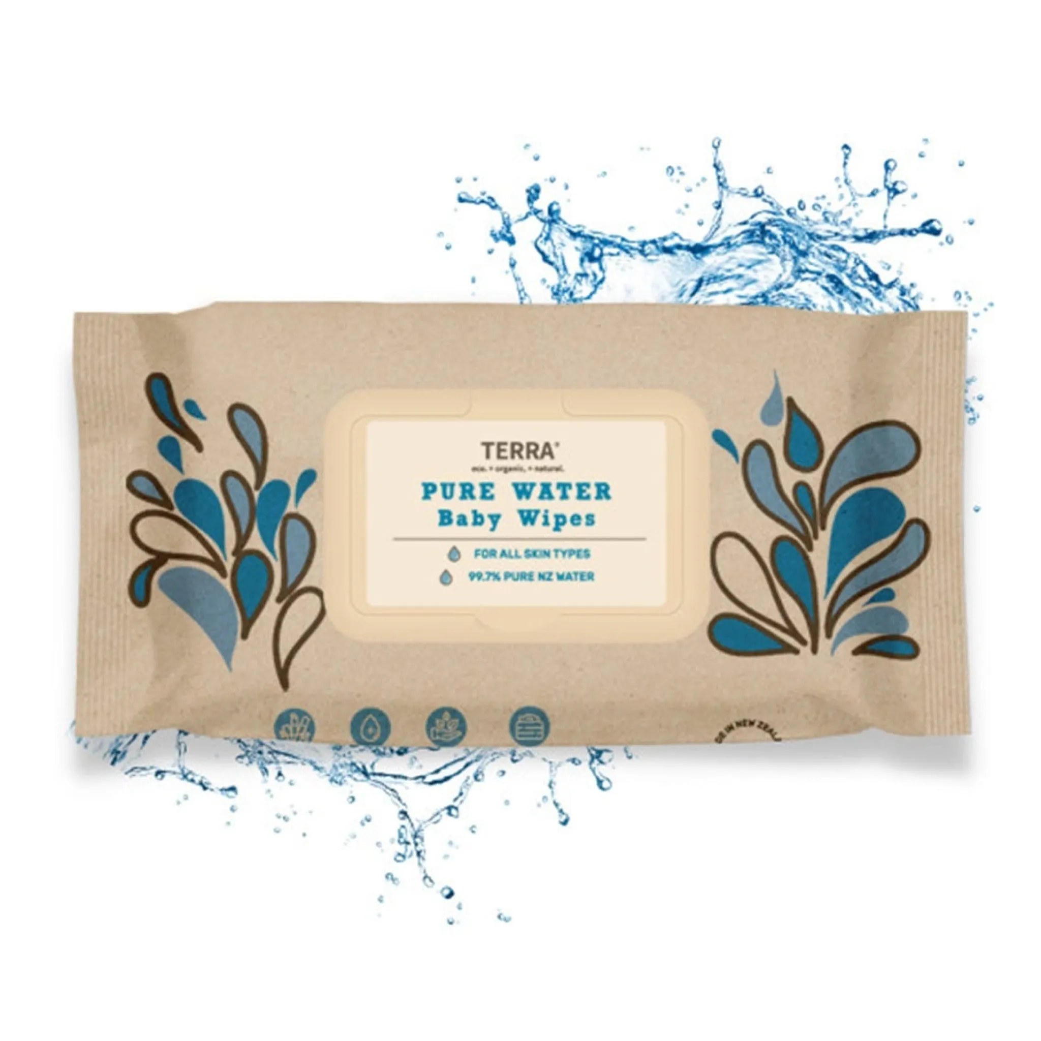 Kids Terra Baby Wipes NZ Water - 70-Pack