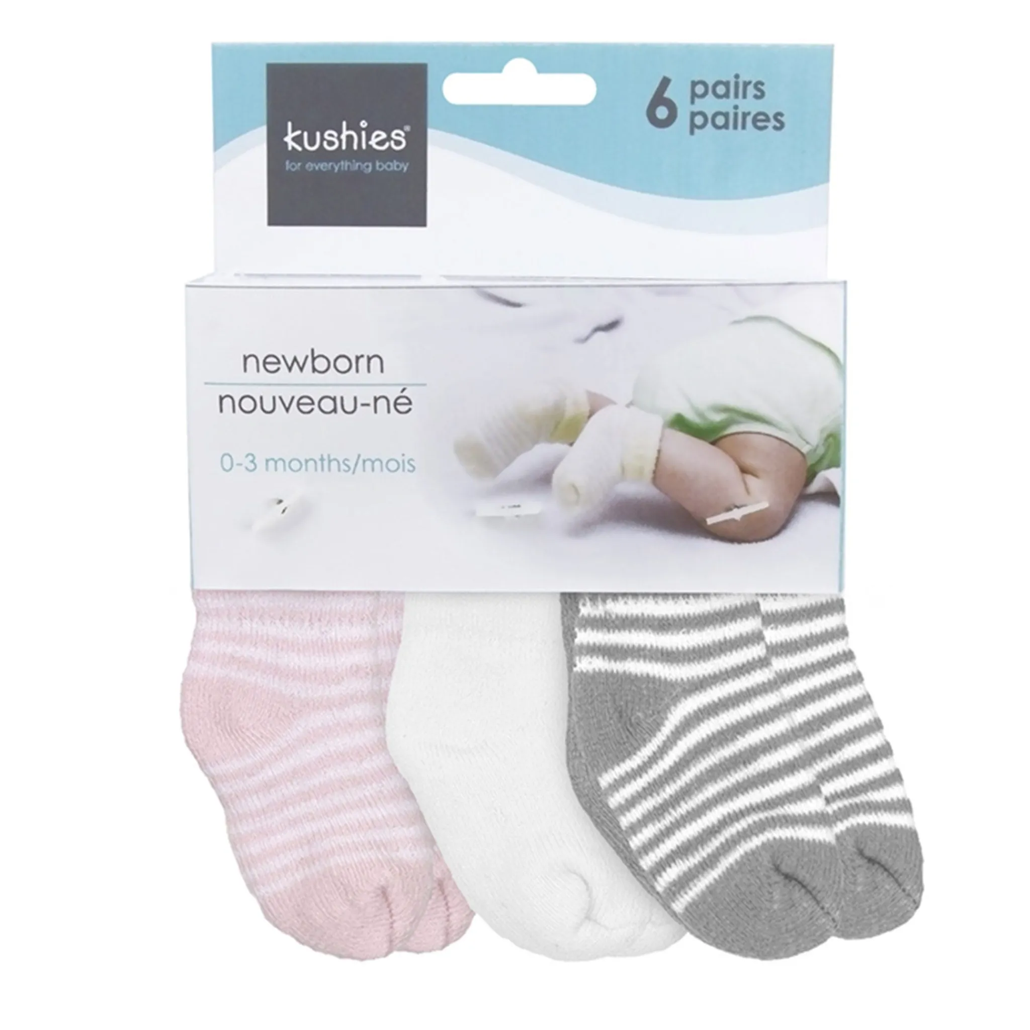 Kushies Terry Socks (6) - Newborn