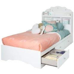 South Shore Tiara Twin Bookcase Headboard - Pure White