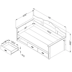 South Shore Tiara Twin Daybed with Storage - Pure White