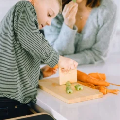 Kids Petit Apprenti Toddler Safe Wooden Knife and Cutting Board Set