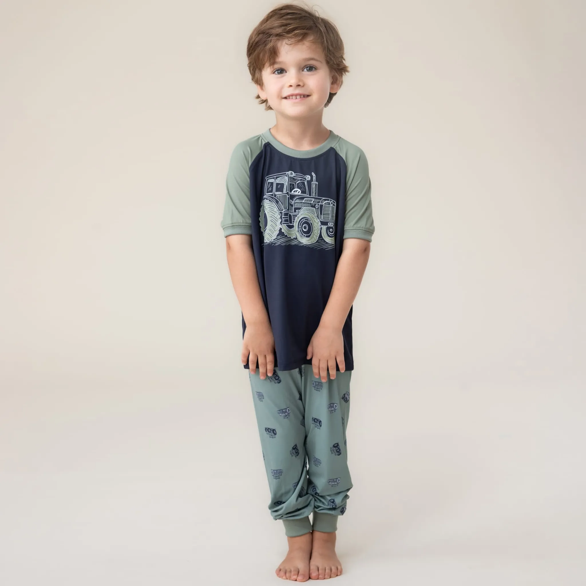 Kids/BOY Nano Pajamas & Bathrobes>Tractors 3pc Pajamas 2-12