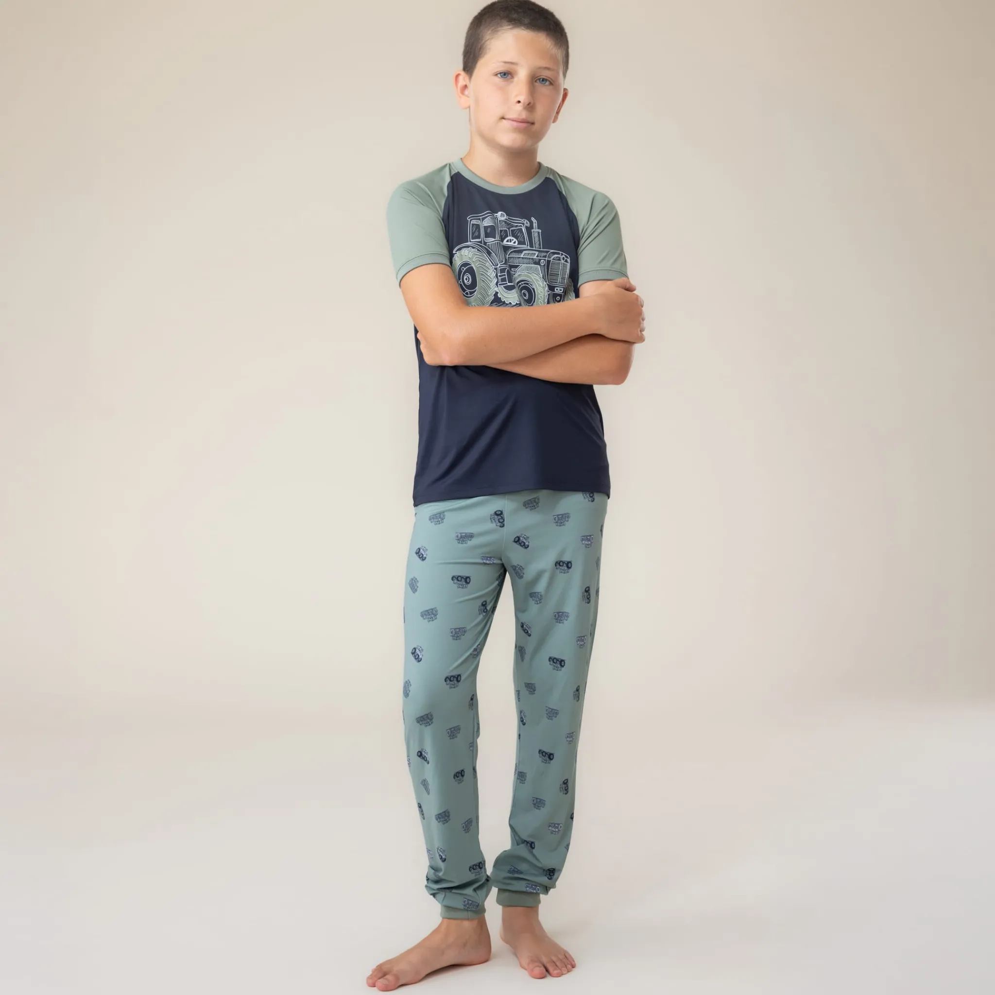 Kids/BOY Nano Pajamas & Bathrobes>Tractors 3pc Pajamas 2-12