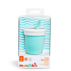 Kids Munchkin Training Silicone Cup with straw 4oz - Mint