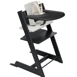 Stokke High Chairs & Booster Seats|High Chairs & Booster Seats>Tripp Trapp® High Chair V2 Black, Nordic Grey Cushion and ® Tray