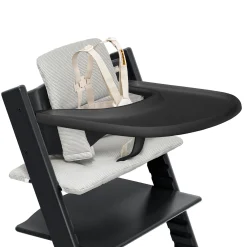 Stokke High Chairs & Booster Seats|High Chairs & Booster Seats>Tripp Trapp® High Chair V2 Black, Nordic Grey Cushion and ® Tray