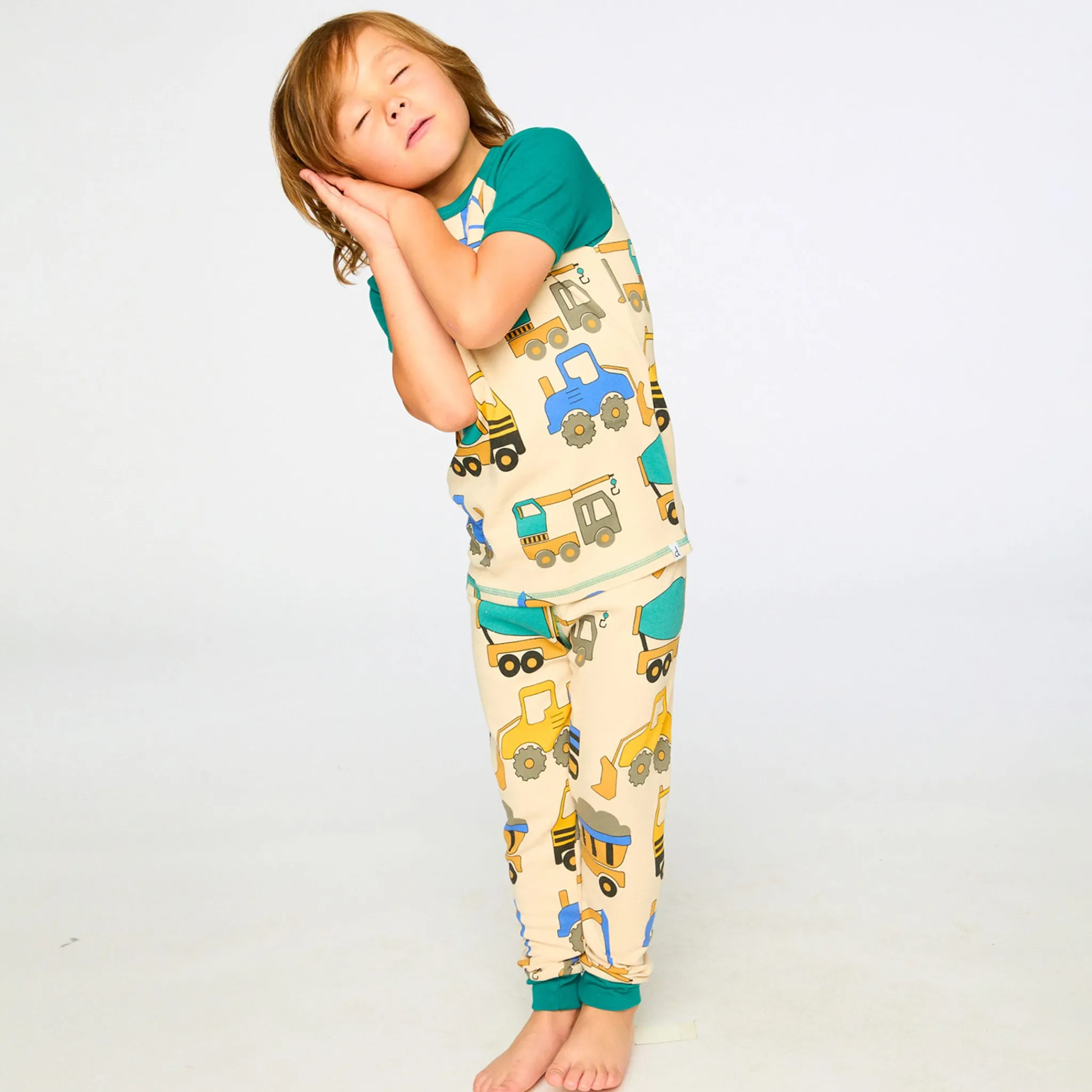 Kids/BOY Deux par Deux Pajamas & Bathrobes>Trucks Pajama Set 7-12