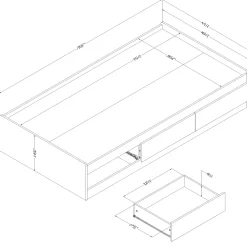 South Shore Twin Bed - Tassio Nordik Oak
