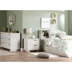 South Shore Twin Bed and Headboard Set - Fynn Winter Oak