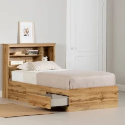 South Shore Twin, Full & Queen Beds>Twin Bed and Headboard Set - Tassio Nordik Oak