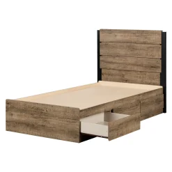 South Shore Twin, Full & Queen Beds>Twin Bed and Headboard Set - Arlen Weathered Oak