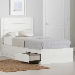 South Shore Twin, Full & Queen Beds>Twin Bed and Headboard Set - Arlen White Pine