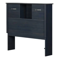 South Shore Twin Bed Bookcase Headboard with Sliding Doors - Blueberry