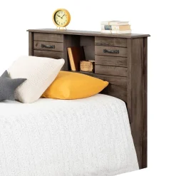 South Shore Twin Bed Bookcase Headboard with Sliding Doors Asten - Fall Oak