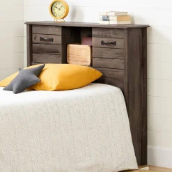 South Shore Twin Bed Bookcase Headboard with Sliding Doors Asten - Fall Oak