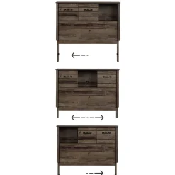 South Shore Twin Bed Bookcase Headboard with Sliding Doors Asten - Fall Oak