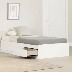 South Shore Twin Bed with 3 Drawers - Fusion Pure White