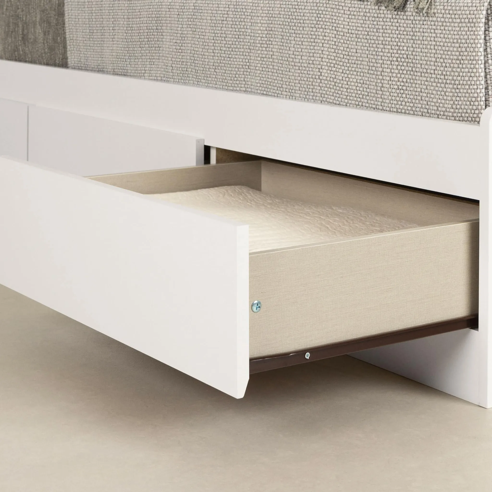 South Shore Twin Bed with 3 Drawers - Fusion Pure White