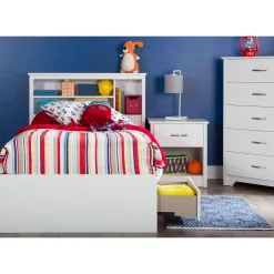 South Shore Twin Bed with 3 Drawers - Fusion Pure White