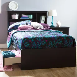 South Shore Twin Bed with 3 Drawers - Fusion Pure Black